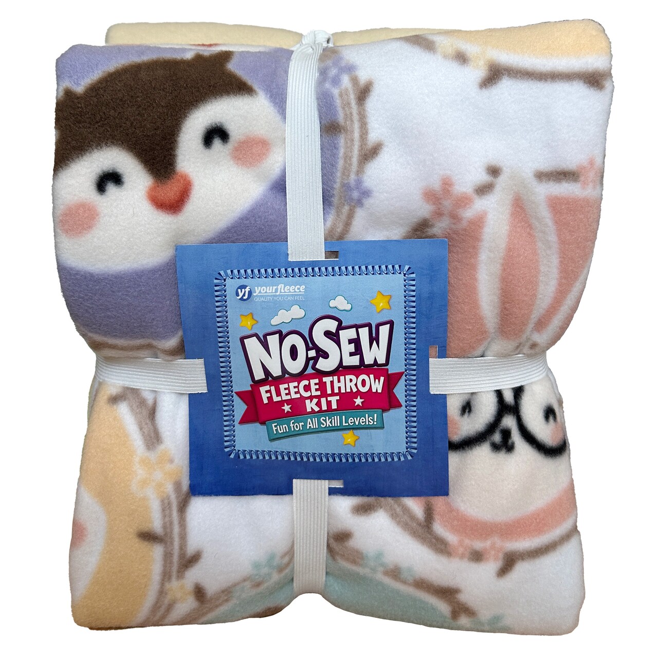 Woodland Pals Anti-Pill Premium No Sew Throw Fleece Fabric Kit (Maize Backing)